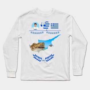 Greece & Cyprus Flag - Petra Tou Romiou Long Sleeve T-Shirt